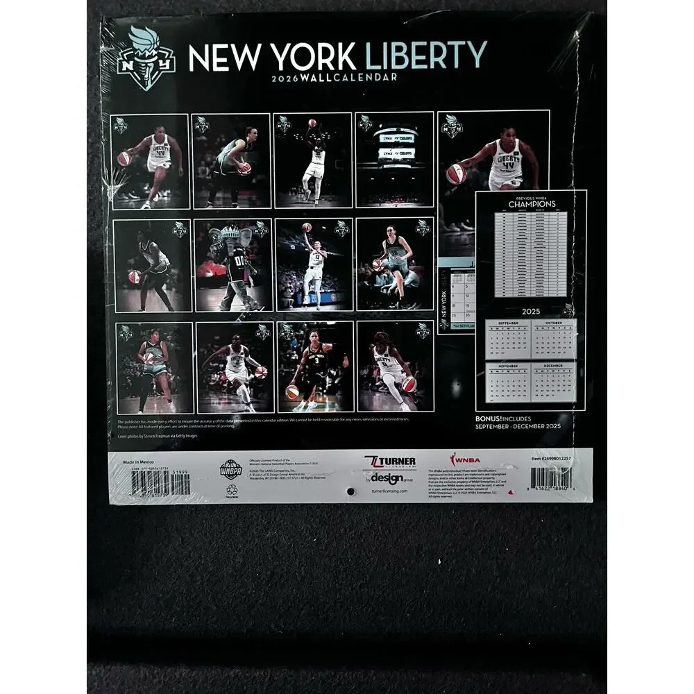 WNBA New York Liberty Basketball 2026 Wall Calendar Team Pictures Stewie Sabrina